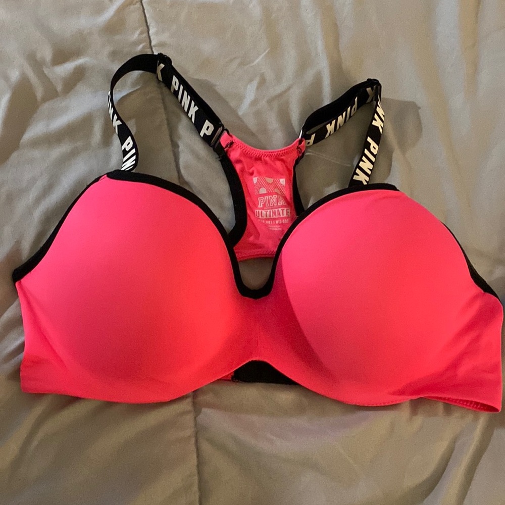 VS PINK- hot pink push up sports bra